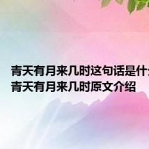 青天有月来几时这句话是什么意思 青天有月来几时原文介绍