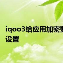 iqoo3给应用加密要怎么设置