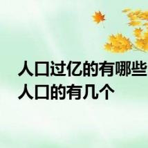 人口过亿的有哪些 上亿人口的有几个