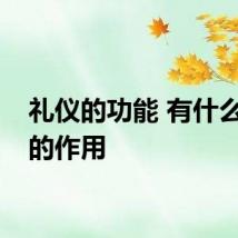 礼仪的功能 有什么积极的作用