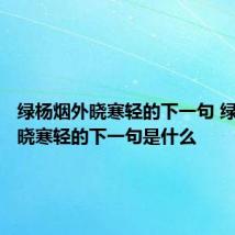 绿杨烟外晓寒轻的下一句 绿杨烟外晓寒轻的下一句是什么