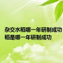 杂交水稻哪一年研制成功 杂交水稻是哪一年研制成功