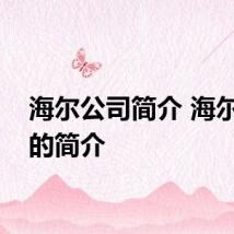 海尔公司简介 海尔公司的简介
