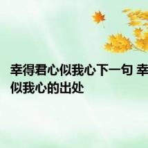 幸得君心似我心下一句 幸得君心似我心的出处