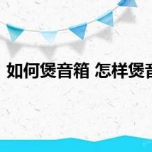 如何煲音箱 怎样煲音箱