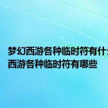 梦幻西游各种临时符有什么 梦幻西游各种临时符有哪些