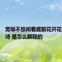 宠辱不惊闲看庭前花开花落的全诗 是怎么解释的