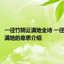一径竹阴云满地全诗 一径竹阴云满地的意思介绍
