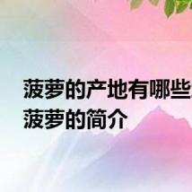 菠萝的产地有哪些地方 菠萝的简介