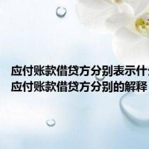 应付账款借贷方分别表示什么意思 应付账款借贷方分别的解释
