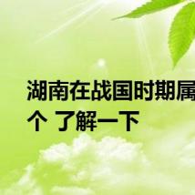 湖南在战国时期属于哪个 了解一下