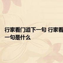 行家看门道下一句 行家看门道下一句是什么