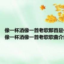 像一杯酒像一首老歌那首是什么歌 像一杯酒像一首老歌歌曲介绍