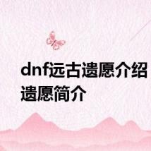 dnf远古遗愿介绍 远古遗愿简介