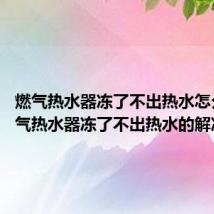 燃气热水器冻了不出热水怎么办 燃气热水器冻了不出热水的解决方法