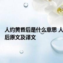 人约黄昏后是什么意思 人约黄昏后原文及译文