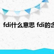 fdi什么意思 fdi的含义