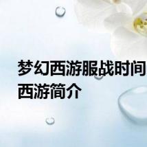 梦幻西游服战时间 梦幻西游简介