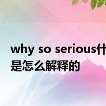why so serious什么梗 是怎么解释的