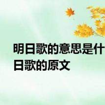 明日歌的意思是什么 明日歌的原文