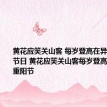 黄花应笑关山客 每岁登高在异乡是什么节日 黄花应笑关山客每岁登高在异乡是重阳节