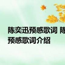 陈奕迅预感歌词 陈奕迅预感歌词介绍
