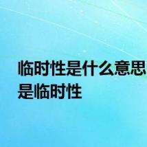 临时性是什么意思 什么是临时性