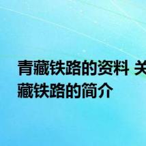 青藏铁路的资料 关于青藏铁路的简介