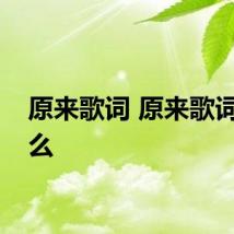 原来歌词 原来歌词是什么