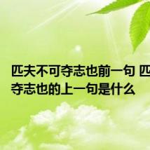 匹夫不可夺志也前一句 匹夫不可夺志也的上一句是什么