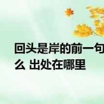 回头是岸的前一句是什么 出处在哪里