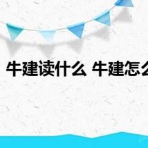 牛建读什么 牛建怎么念
