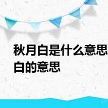 秋月白是什么意思 秋月白的意思