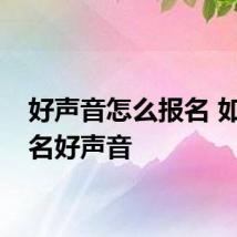 好声音怎么报名 如何报名好声音