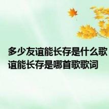 多少友谊能长存是什么歌 多少友谊能长存是哪首歌歌词