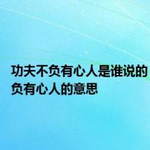 功夫不负有心人是谁说的 功夫不负有心人的意思