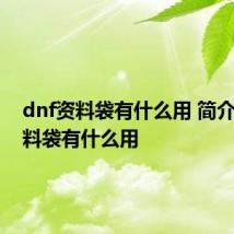 dnf资料袋有什么用 简介dnf资料袋有什么用
