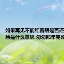 如果再见不能红着眼是否还能红着脸是什么意思 匆匆那年完整歌词