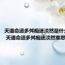 天道命运多舛痴迷淡然是什么意思? 天道命运多舛痴迷淡然意思是什么