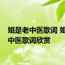 姐是老中医歌词 姐是老中医歌词欣赏