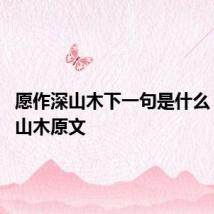 愿作深山木下一句是什么 愿作深山木原文