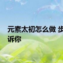 元素太初怎么做 步骤告诉你