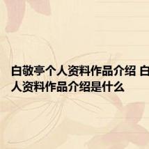 白敬亭个人资料作品介绍 白敬亭个人资料作品介绍是什么