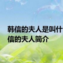 韩信的夫人是叫什么 韩信的夫人简介