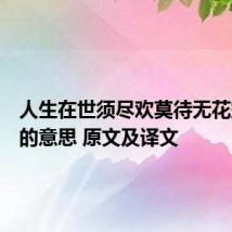 人生在世须尽欢莫待无花空折枝的意思 原文及译文