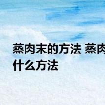 蒸肉末的方法 蒸肉末有什么方法