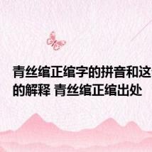 青丝绾正绾字的拼音和这个成语的解释 青丝绾正绾出处