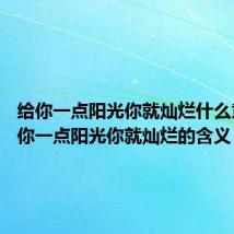 给你一点阳光你就灿烂什么意思 给你一点阳光你就灿烂的含义