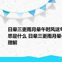 日晕三更雨月晕午时风这句话的意思是什么 日晕三更雨月晕午时风的理解