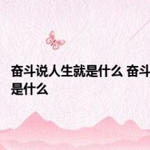 奋斗说人生就是什么 奋斗说人生是什么